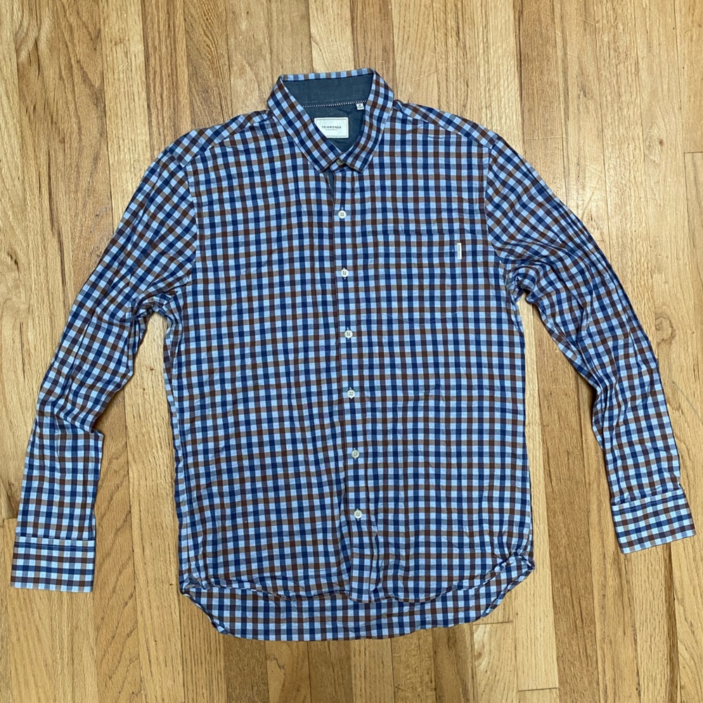 7 Diamond men’s plaid button down shirt